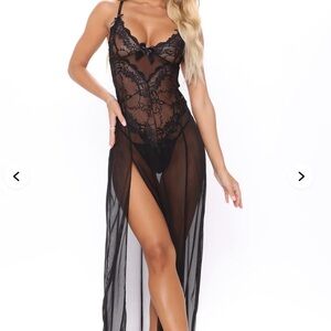 Elegant Black Lace Lingerie Gown